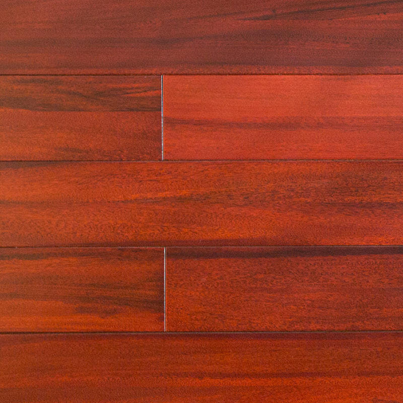 Padauk Tiefrotbrauner Hochglanz-Massivholzboden