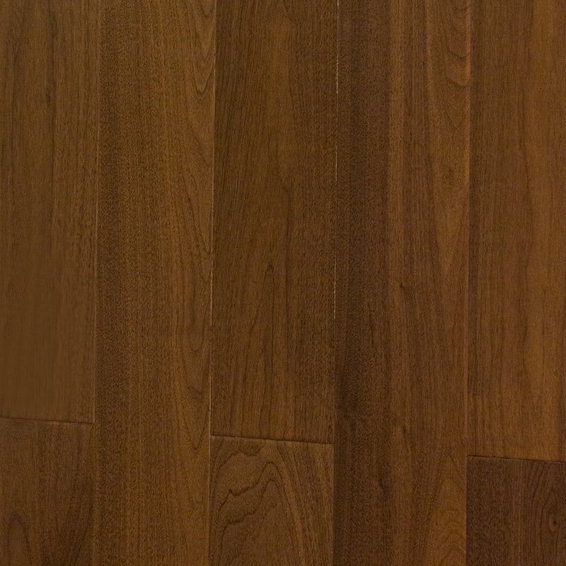Mehrschichtiger, drahtgebürsteter Holzboden aus Walnussholz in dunklem Kaffeebraun