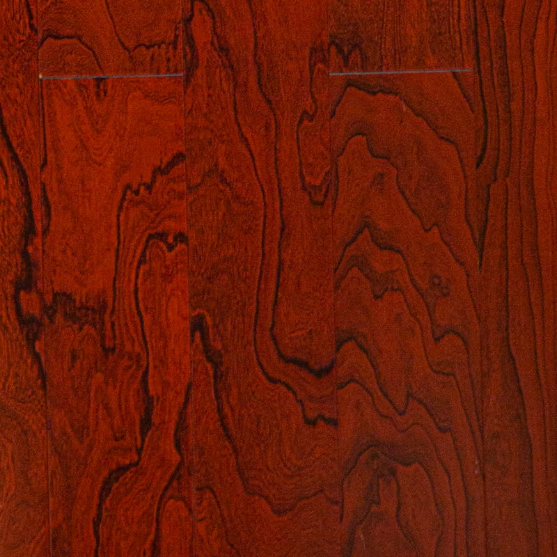 Mehrschichtiger, handgekratzter, tiefrotbrauner Holzboden aus Ebenholz
